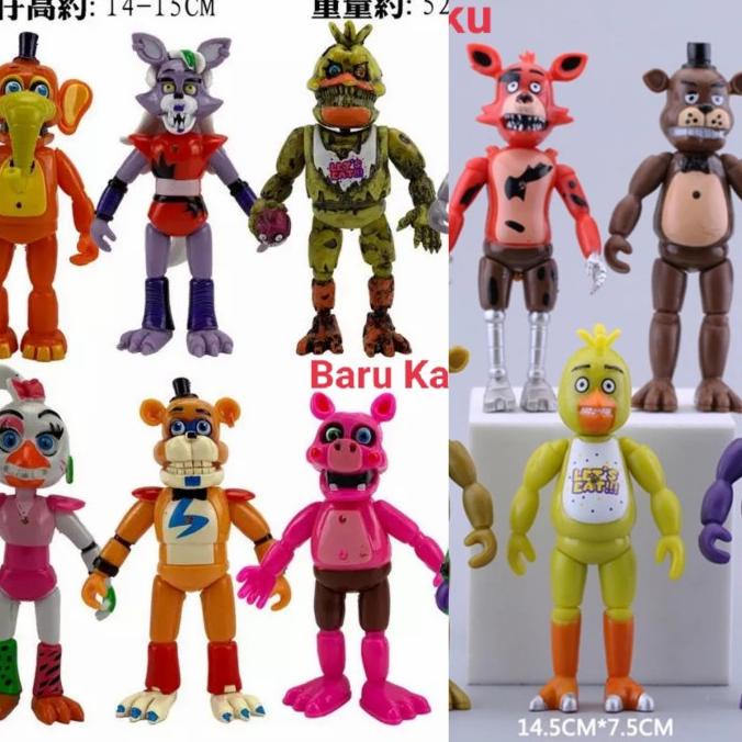 [TERLARIS] 1SET 5PCS FIGURE FNAF FREDDY FOXY CHICA IMPORT LED NIGHTMARE MAINAN TO