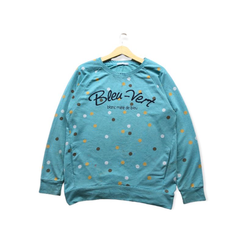 SWEATER SWEATSHIRT Crewneck polkadot hijau mint #cnyl145 ORIGINAL SECOND ASLI ORI BEKAS BRAND