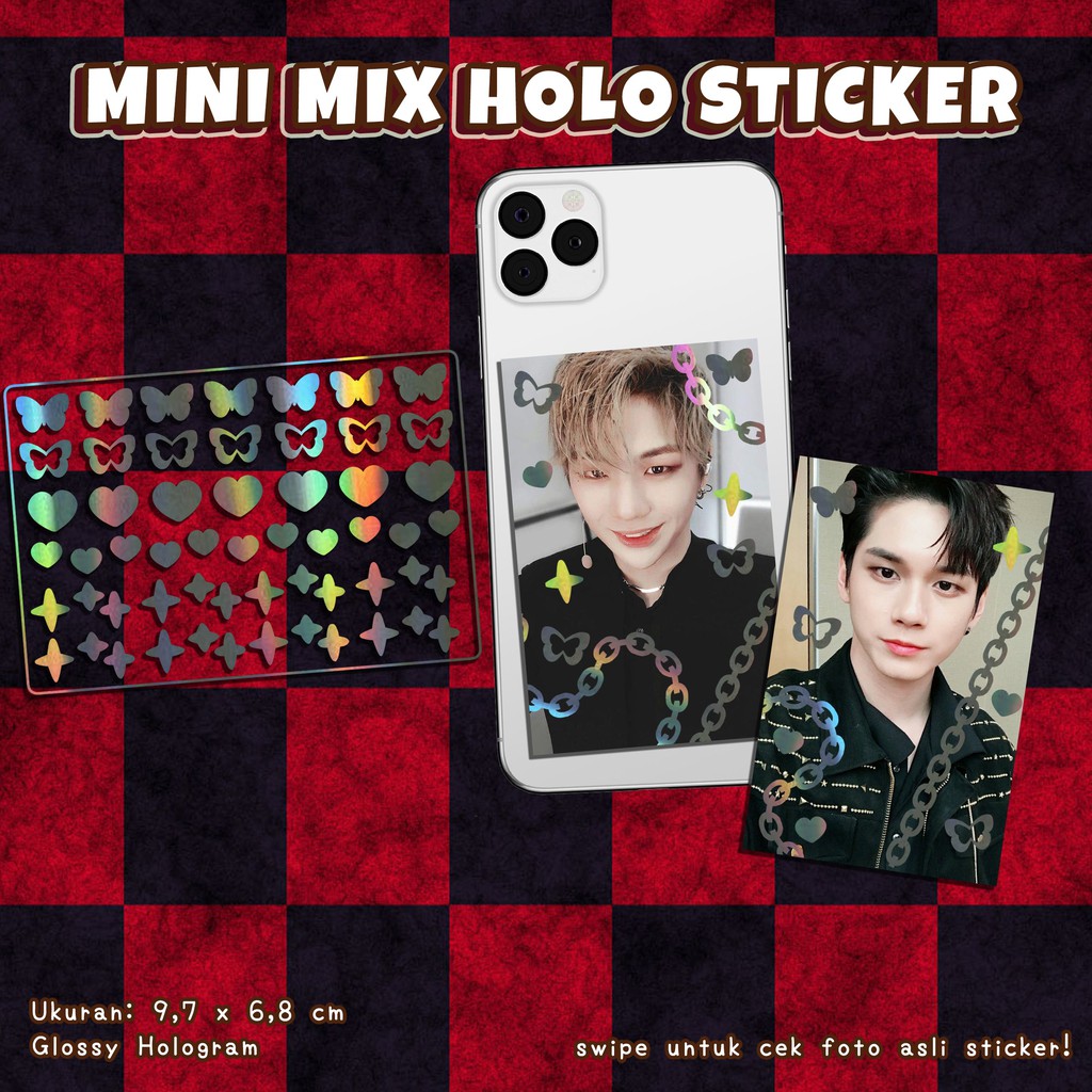 Stiker Dekorasi Deco Photocard / Journal / Polcos Hologram Mini Sticker (Waterproof) by @peachkiss.xo