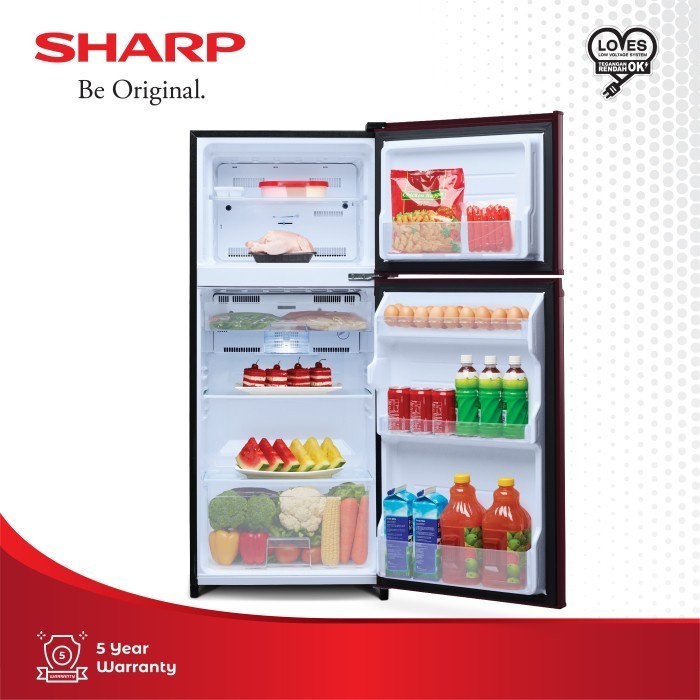 SHARP Lemari Es SJ195MD 172 Liter / Kulkas 2 Pintu 130 Watt SJ-195MD / SJ-195MDSR2 / SJ-195MDSG2