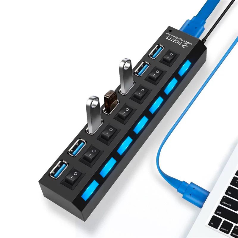 USB Hub 7 Port Saklar Lampu USB 2.0