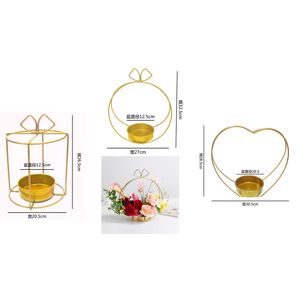 Metallic Gold Flower Stand Kerangka  Bunga  Vas Bunga  