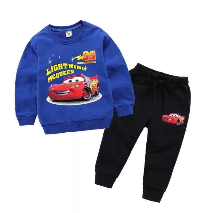 SETELAN SWEATER JOGER ANAK TERBARU TERMURAN MOTIF MCQUEEN 95 UNTUK 1-5 TAHUN