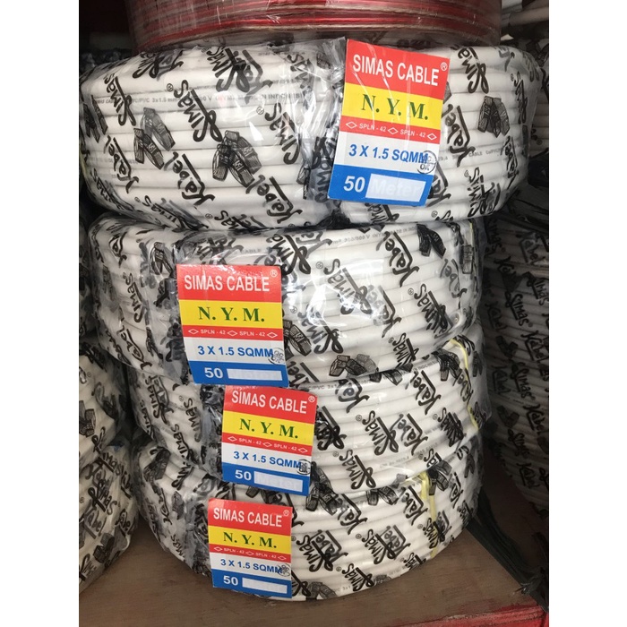 kabel listrik tembaga 3x1 5 sni merk simas