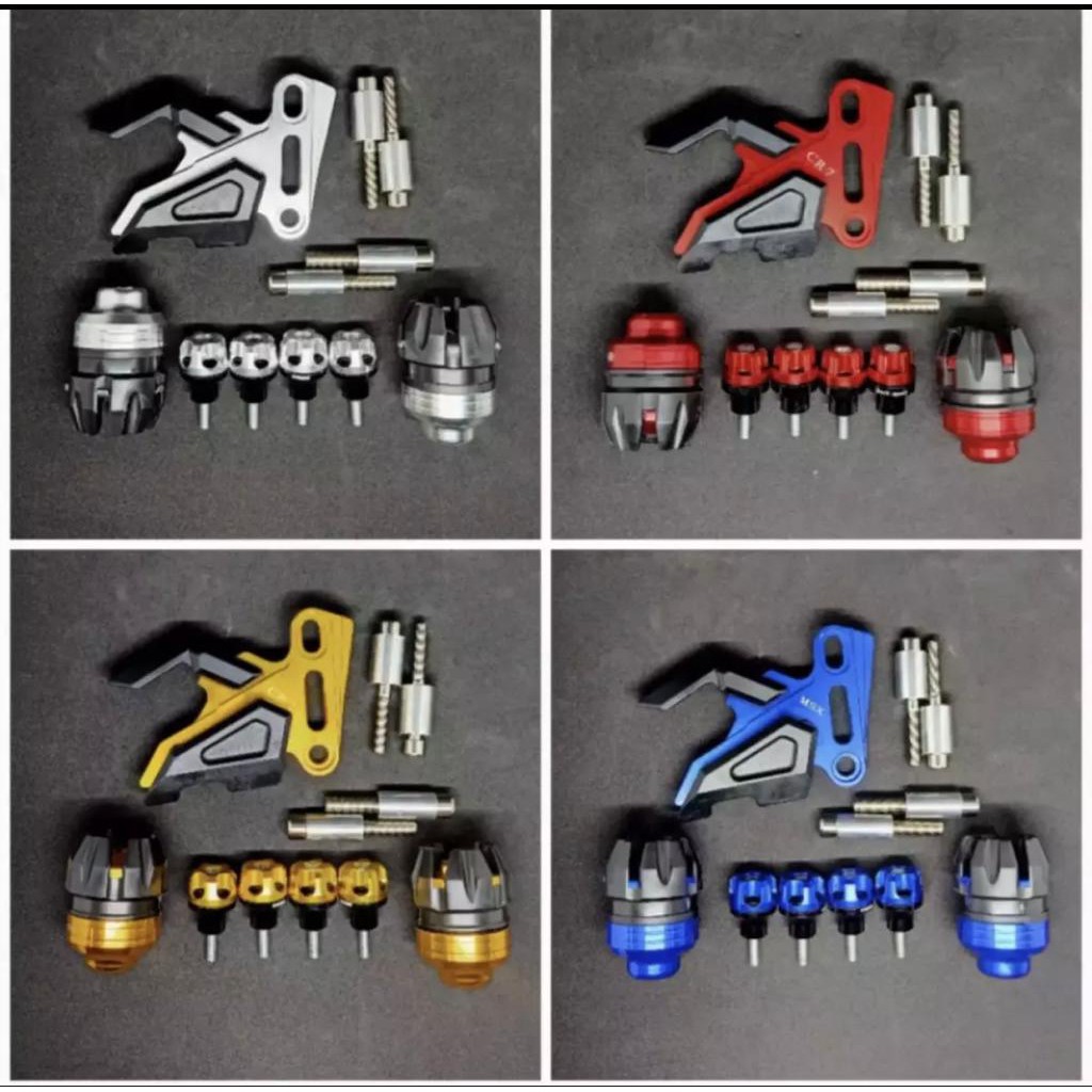 PAKET 4 ITEM VARIASI ACC CNC NMAX-PCX-AEROX 155 COVER KALIPER-JALU AS DEPAN-BAUT SPAKBOR NMAX