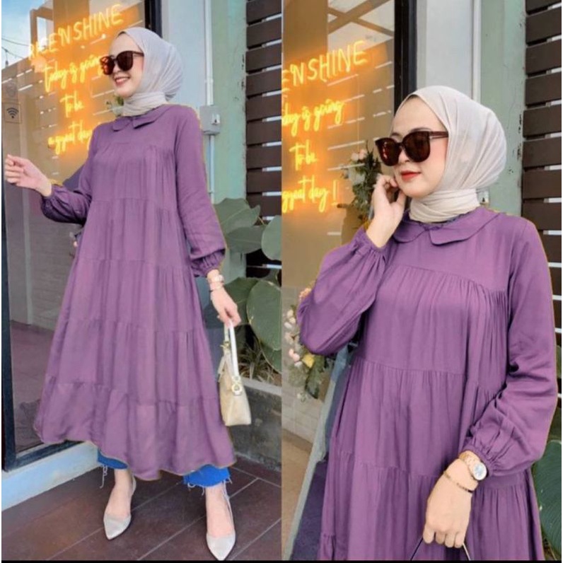 Gamia Dres Midi Dress Baju Wanita Rayon Viscose Premium Polos Wanita Kekinian Import Fashion Muslimah Casual Mewah 2022 Terbaik