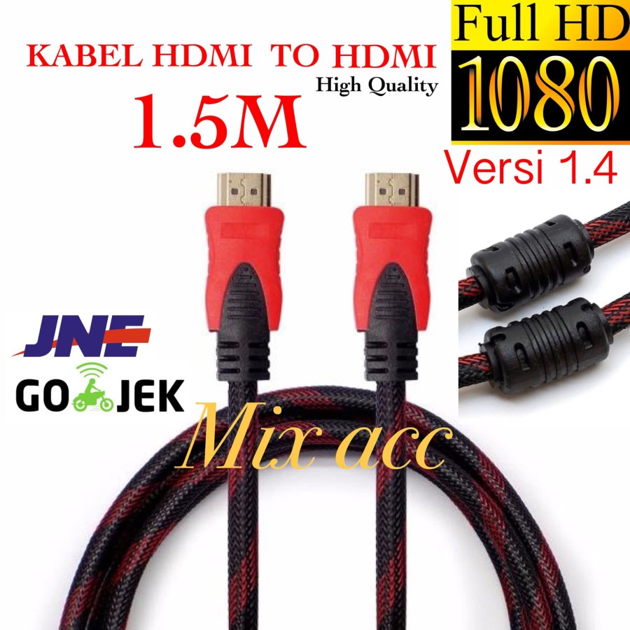 KABEL HDMI 1.5M SERAT JARING HDMI TO HDMI 1.5 m 1080P V1.4 3D HQ