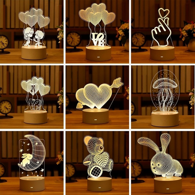 Lampu LED 3D Acrylic Transparan Design Bear - J-001