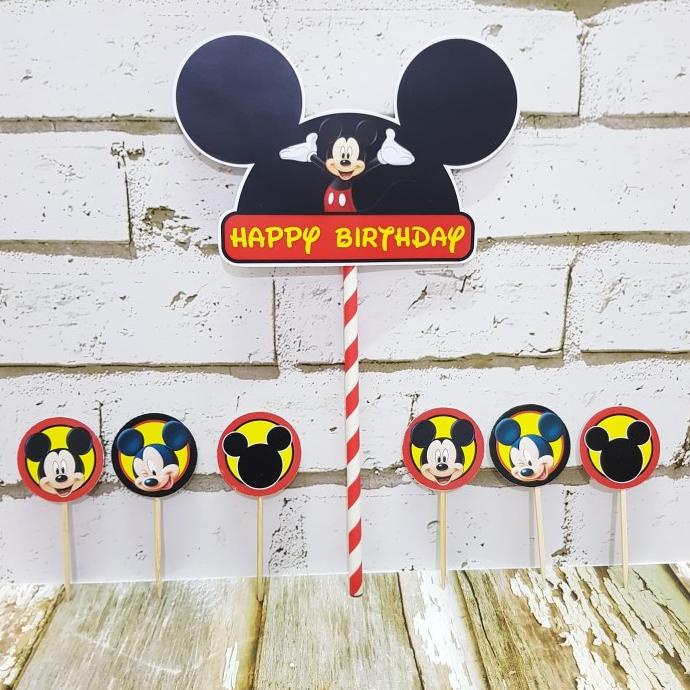 CAKE TOPPER HAPPY BIRTHDAY MICKEY MOUSE/ HIASAN KUE MICKEY MOUSE