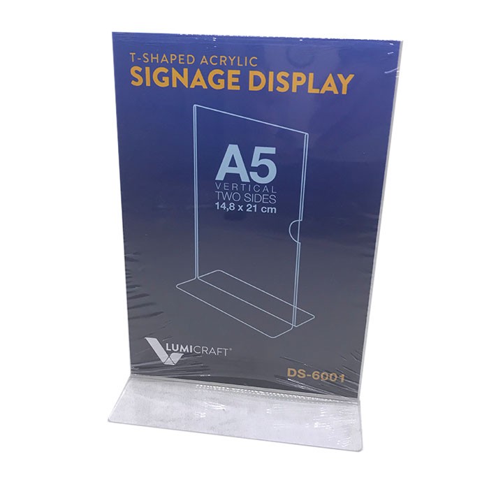 

Tokotab - ACRYLIC DISPLAY SIGN HOLDER A5 VERTICAL 2 SISI