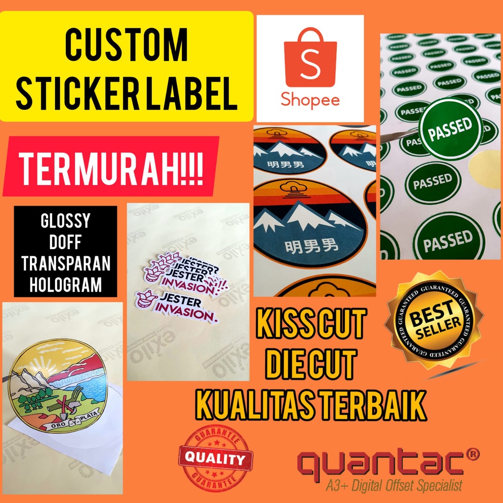 

Custom sticker DIE CUT LAMINASI label vinyl produk A3+