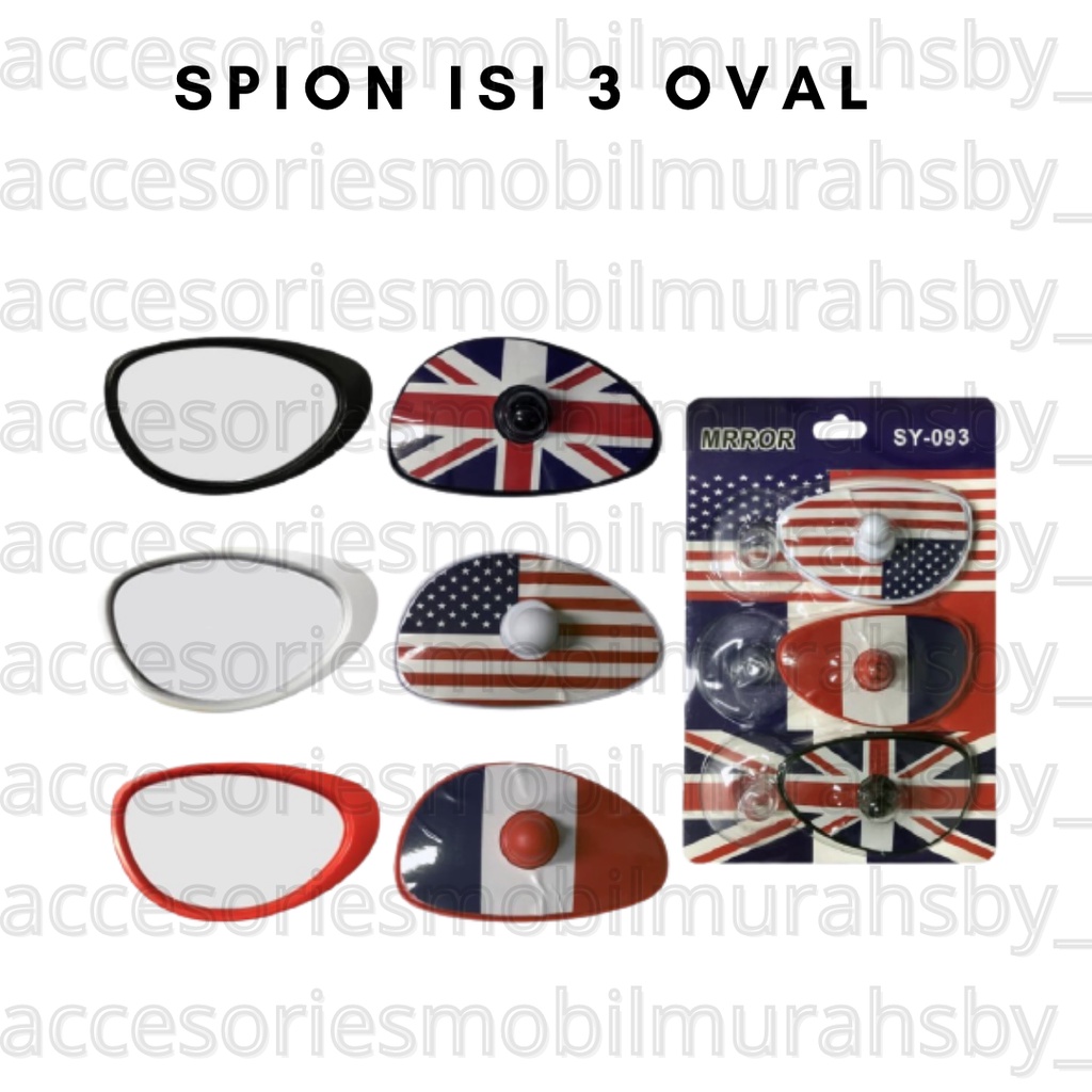 KACA SPION / SPOT MIRROR SY093 isi 3 PCS KACA BENDERA OVAL UNIVERSAL