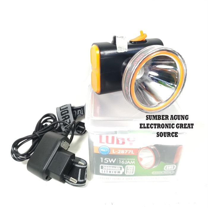 Luby Senter Kepala L2877 L2877L 15W LED Super Terang Tahan 16Jam 3600m