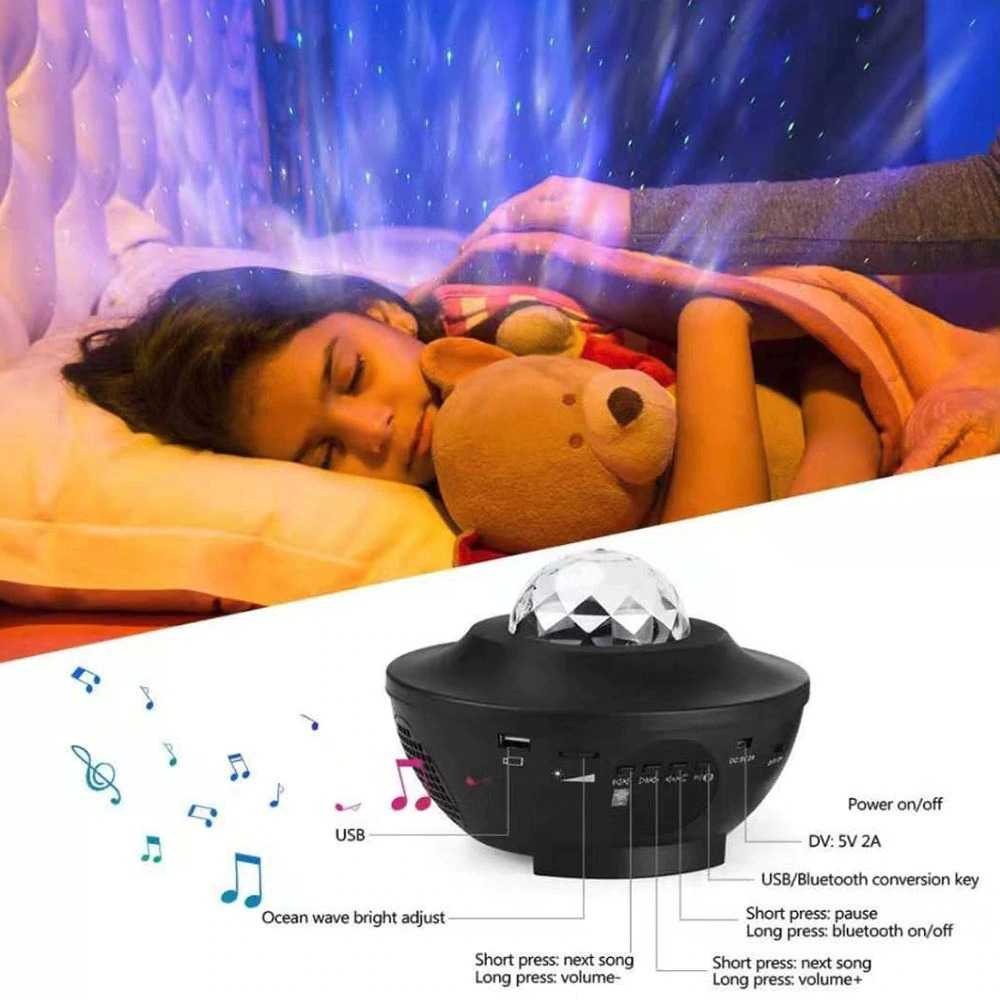 TaffLED Speaker Bluetooth + Lampu Tidur Proyektor + Remote - BR770613 ( Al-Yusi )