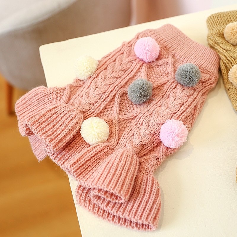 Korea POMPOM sweater dress