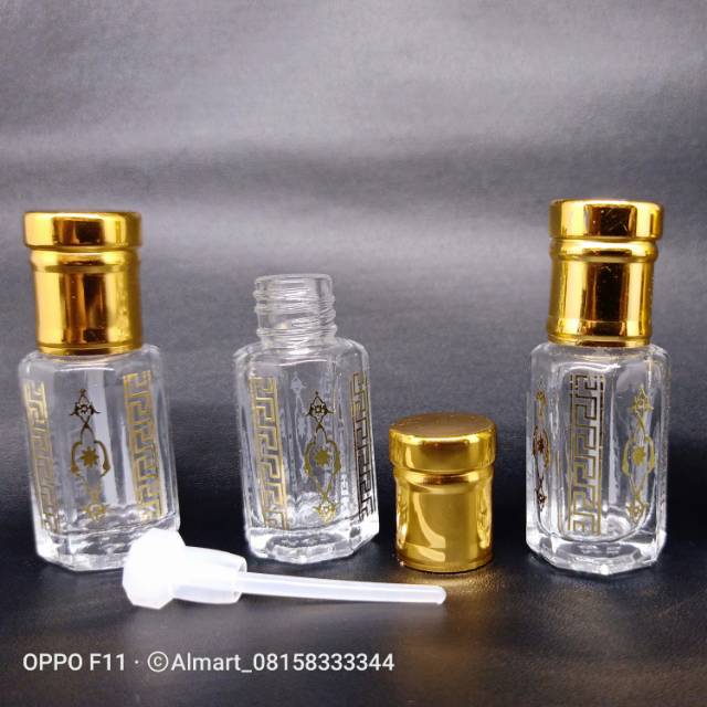 Botol parfum antik mewah tola kaca oles 6ml printing