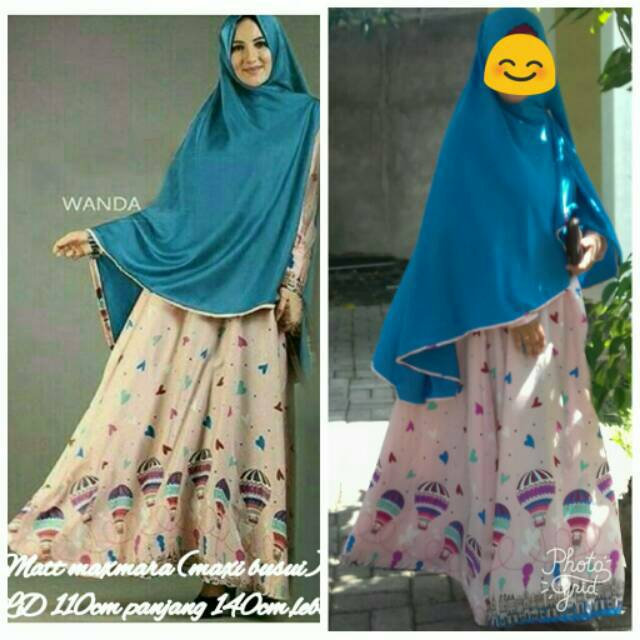 Wanda syar'i original GLZ free khimar crepe gamis umbrella