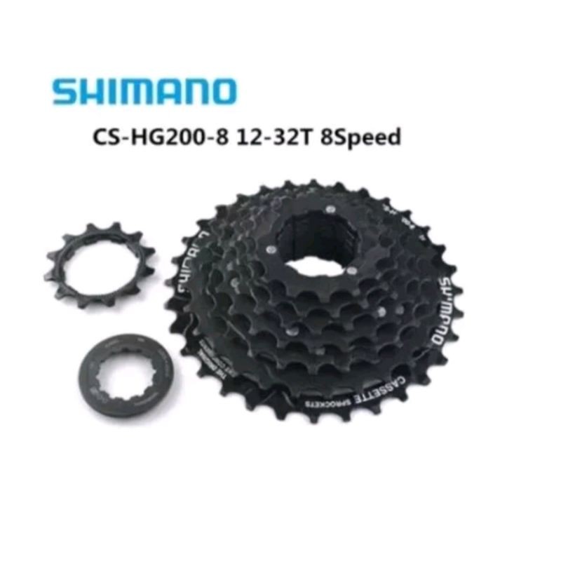 Sprocket Shimano CS-HG200 8 Speed 12 T - 32 T . Gear Gir Sprockets Cassette 8sp Gir Belakang Sepeda Asli Shimano Bisa Tourney acera Altus Alivio Asalkan 8 speed