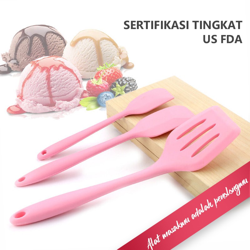 Perfin PFKCW01/PFKCW02 Spatula Silikon Tahan Panas 5pcs Spatula Set Alat Masak Set Sutil