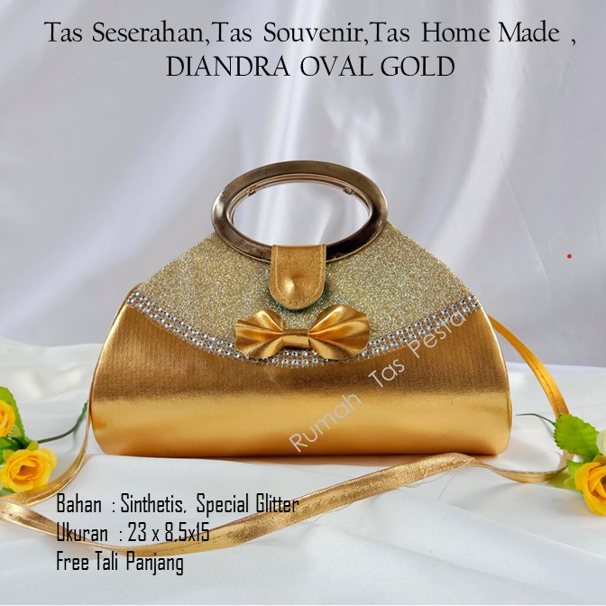 Tas Seserahan,Tas Souvenir,Tas Home Made ,DIANDRA OVAL GOLD