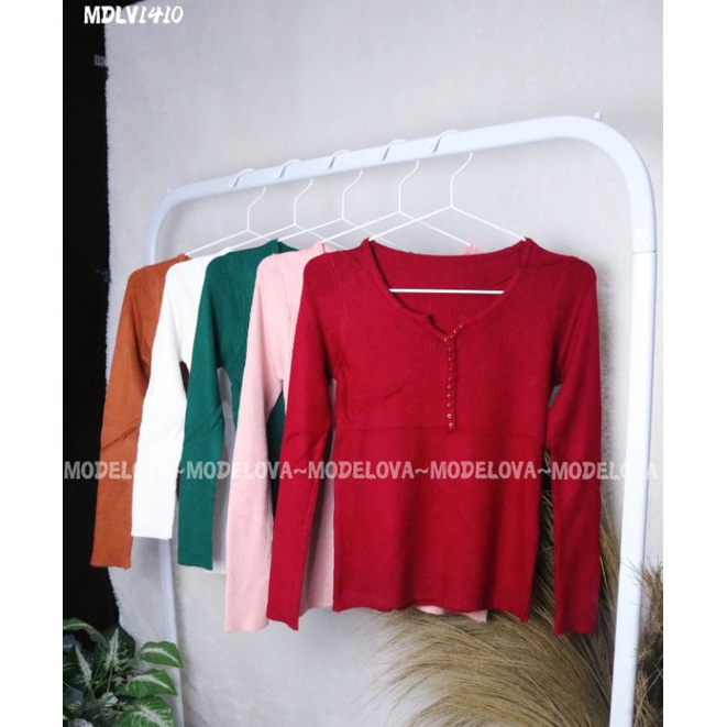 MDLV ~ BM 1410 KNIT BUTTON // ATASAN LENGAN PANJANG RAJUT // FASHION IMPORT WANITA