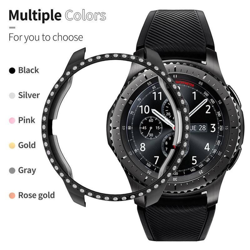 Case Bumper Pelindung Bahan PC Aksen Berlian Ukuran 40mm 44mm Untuk Samsung Watch 4 Classic 42Mm 46Mm