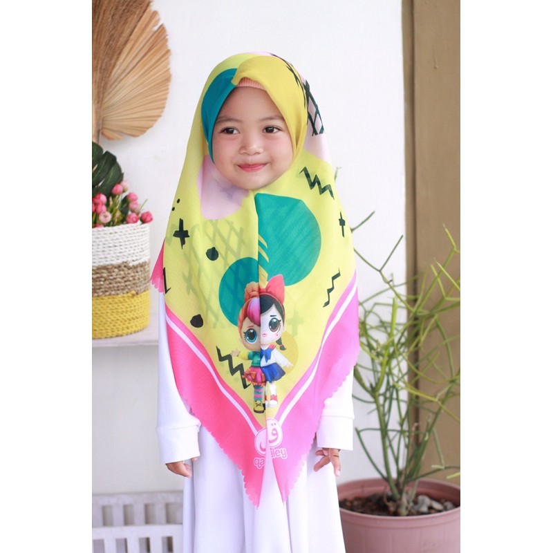 VOAL PRINTING MOTIF LOL3D ABSTRACK / HIJAB ANAK KARAKTER LOL / JILBAB ANAK LUCU