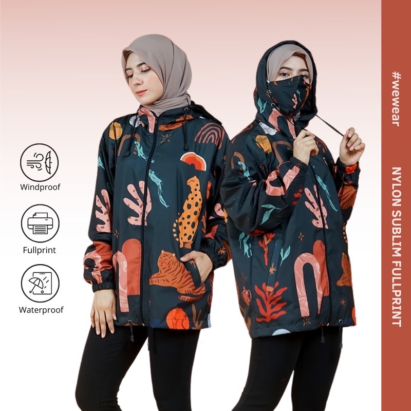 JAKET PARASUT  PRINTING WANITA/PRIA OVER SIZE JUMBO