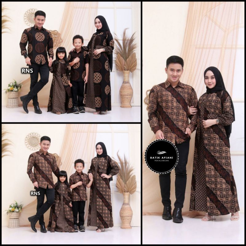 Batik Couple Keluarga Gamis Busui Motif Prasasti Batik Keluarga Seragam