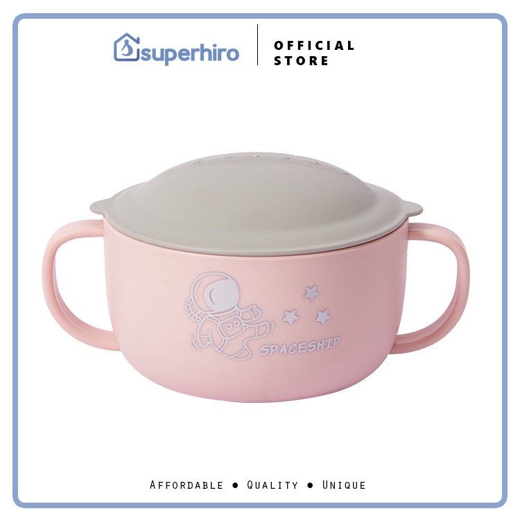 Mangkuk Mangkok Makan Anak Bayi Dengan Handle Tutup Kids Feeding Bowl