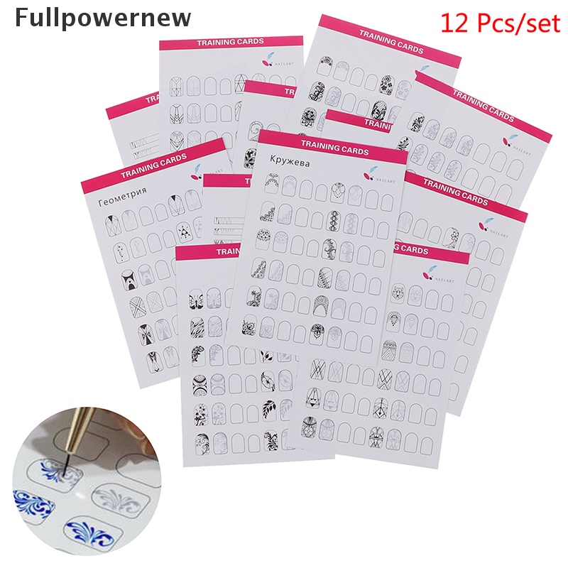 [FULL] 12Sheet Nail Art Training Practice Lines Drawing Painting Template Learning Book