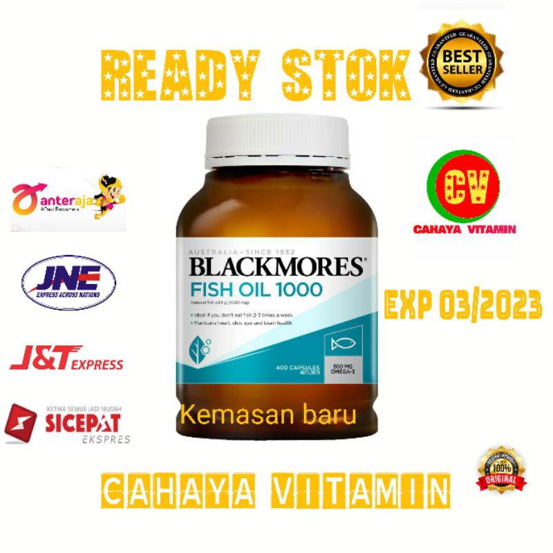 Blackmores Fish Oil 1000 omega3/ minyak ikan isi 400 capsul Shopee