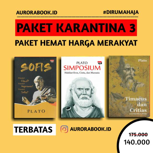 PAKET 3 BUKU  PLATO - SOFIS PLATO - PLATO SIMPOSIUM - PLATO TIMAEUS DAN CRITIAS - ORIGINAL