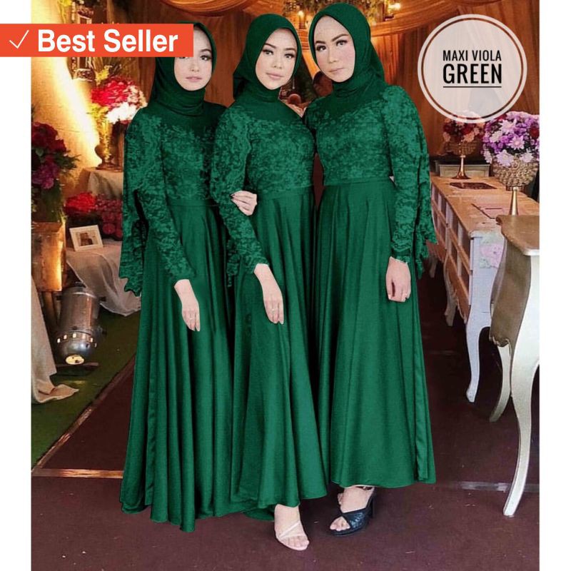 DRESS MAXI MURAH WANITA CANTIK MUSLIMAH / HM MAXI PEVITA VIOLA BRUKAT