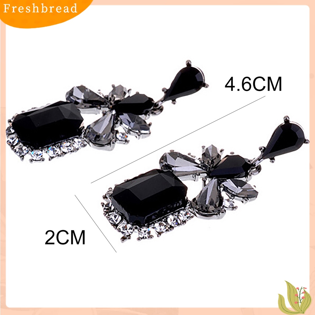 【Fresh】Women's Vintage Black Square Waterdrop Zircon Eardrop Dangle Earrings Jewelry