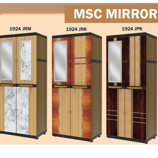 (KHUSUS BOGOR) LEMARI PAKAIAN PLASTIK NAIBA KACA GANTUNGAN 1924