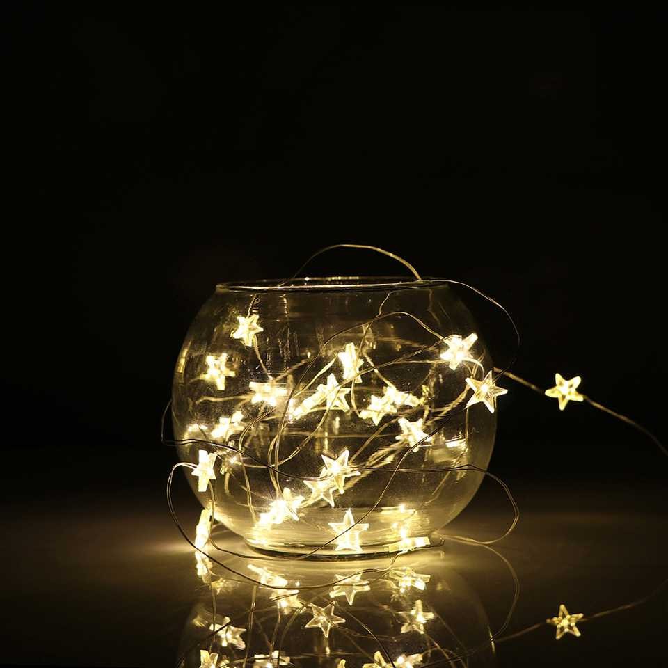 [COD] Lampu Hias Dekorasi Bintang Star Snowflake Lamp Warm White Pentagram Fairy Light Tumblr Battery Powered 20 LED 3 Meter Hiasan Dekor Natal Tahun Baru Ulang Tahun Pesta Pernikahan Wedding Hias Kamar Aesthetik Estetik Murah Panjang