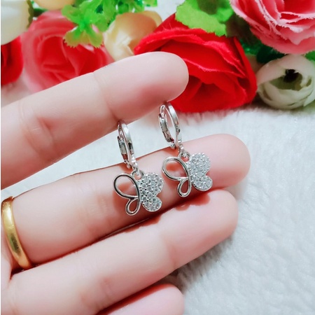 Anting Xuping Silver Anting Dewasa Model Clip Permata Kupu-Kupu