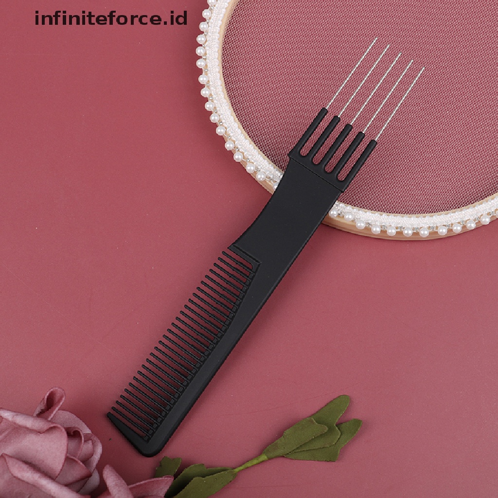 1pc Sisir Rambut Dua Sisi Bahan Stainless Steel Untuk Salon