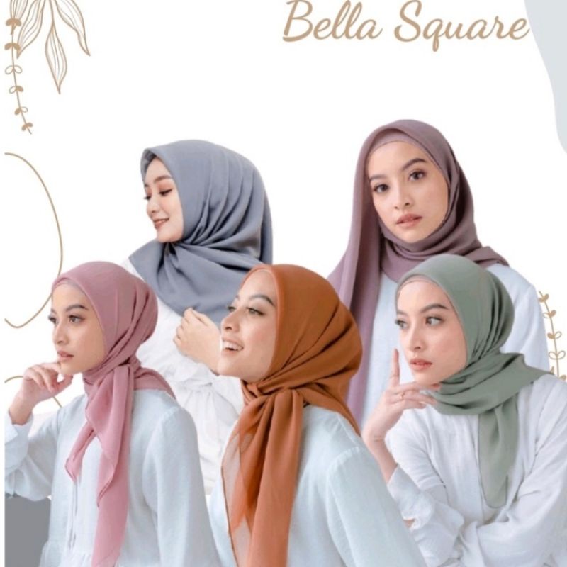 [LS00037] Bella Square / Laudya Square Jilbab sekolah jilbab fashion segi empat hijab kerudung putih