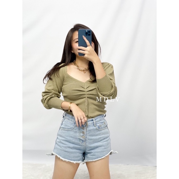 MDLV ~ BAJU RAJUT TOP ELLIE TALI // ATASAN LENGAN PANJANG RAJUT // FASHION WANITA