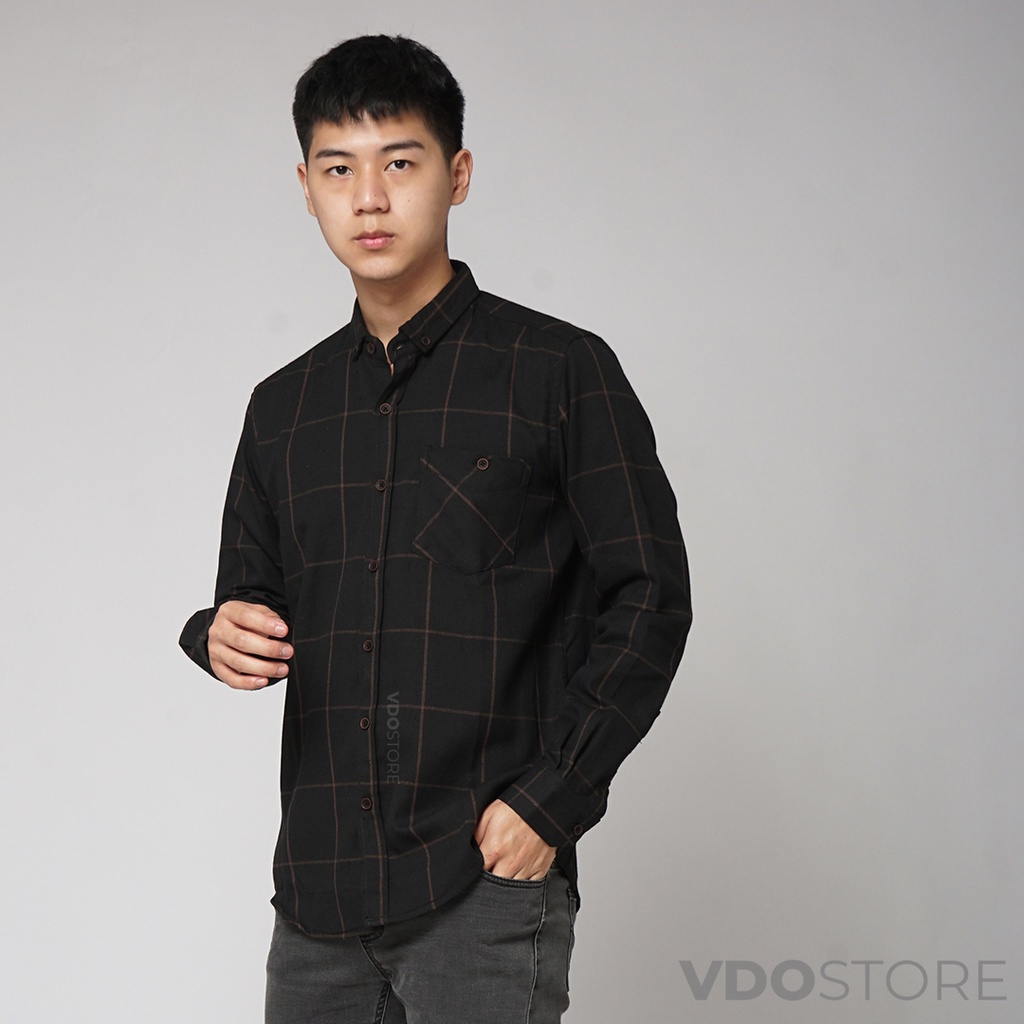 KEMEJA FLANEL PRIA 07 BLACK WOODY - M L XL - KEMEJA LENGAN PANJANG VDOSTORE DEWASA BAJU FLANNEL TANGAN PANJANG HITAM NAVY ABU MOTIF KEMEJA COWOK MURAH DEWASA SANTAI TEBAL KUALITAS IMPORT BAJU CATUR PANEL FANEL