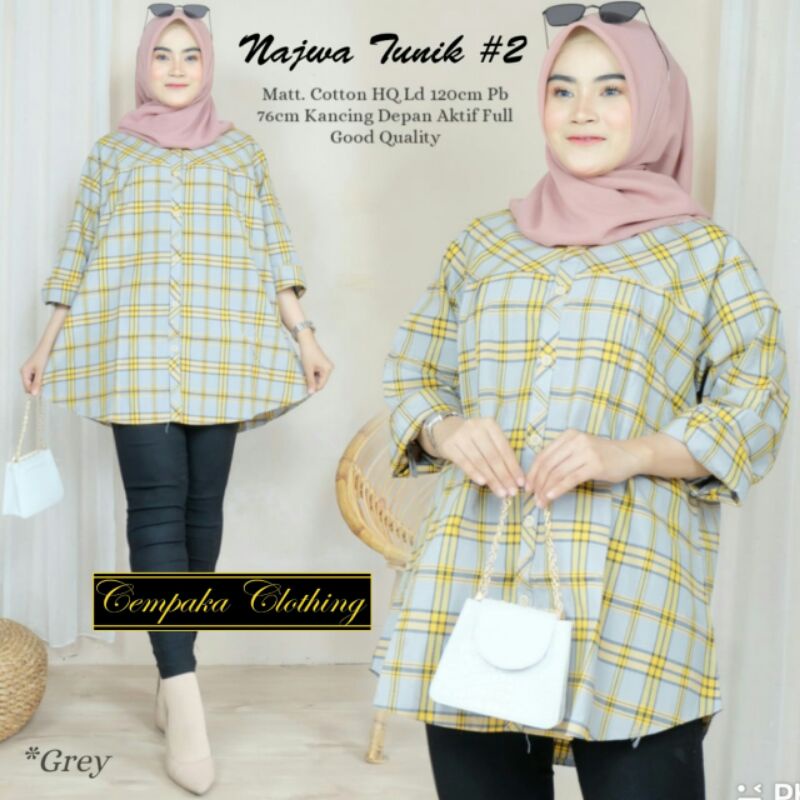 NAJWA TUNIK #2 BY CEMPAKA|KATUN LD 120 PB 76 KANCING FULL AKTIF