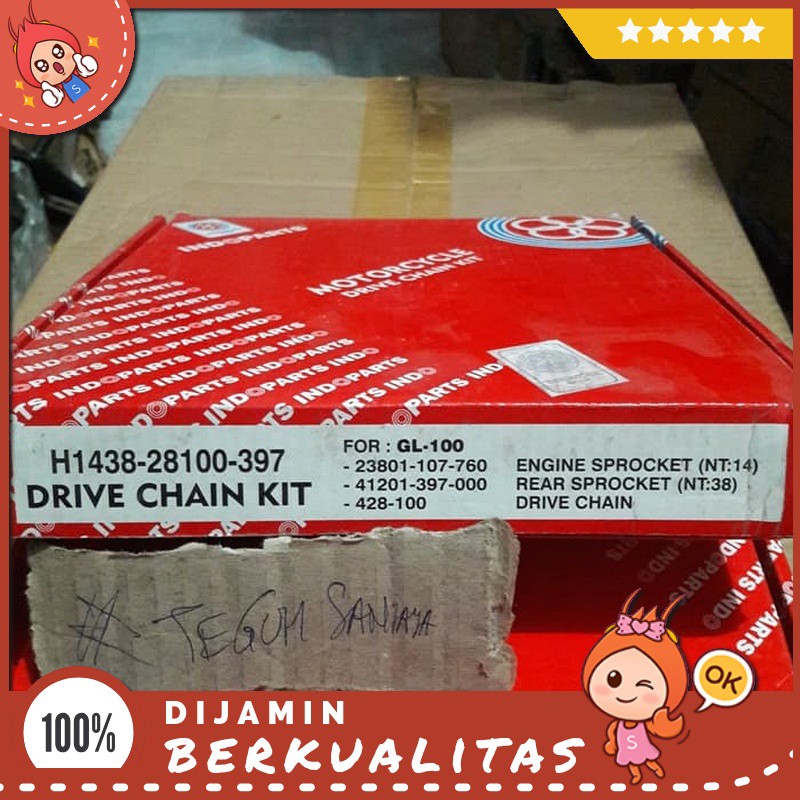 Gir Set / Gear Set Honda Gl 100 Asli Original Indoparts Sparepart Motor Murah