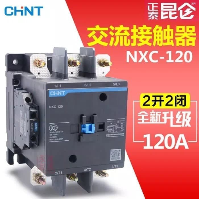 kontraktor chint NXC-120 3 pole 120a 2no 2nc 55kw coil 110v 220v 400v