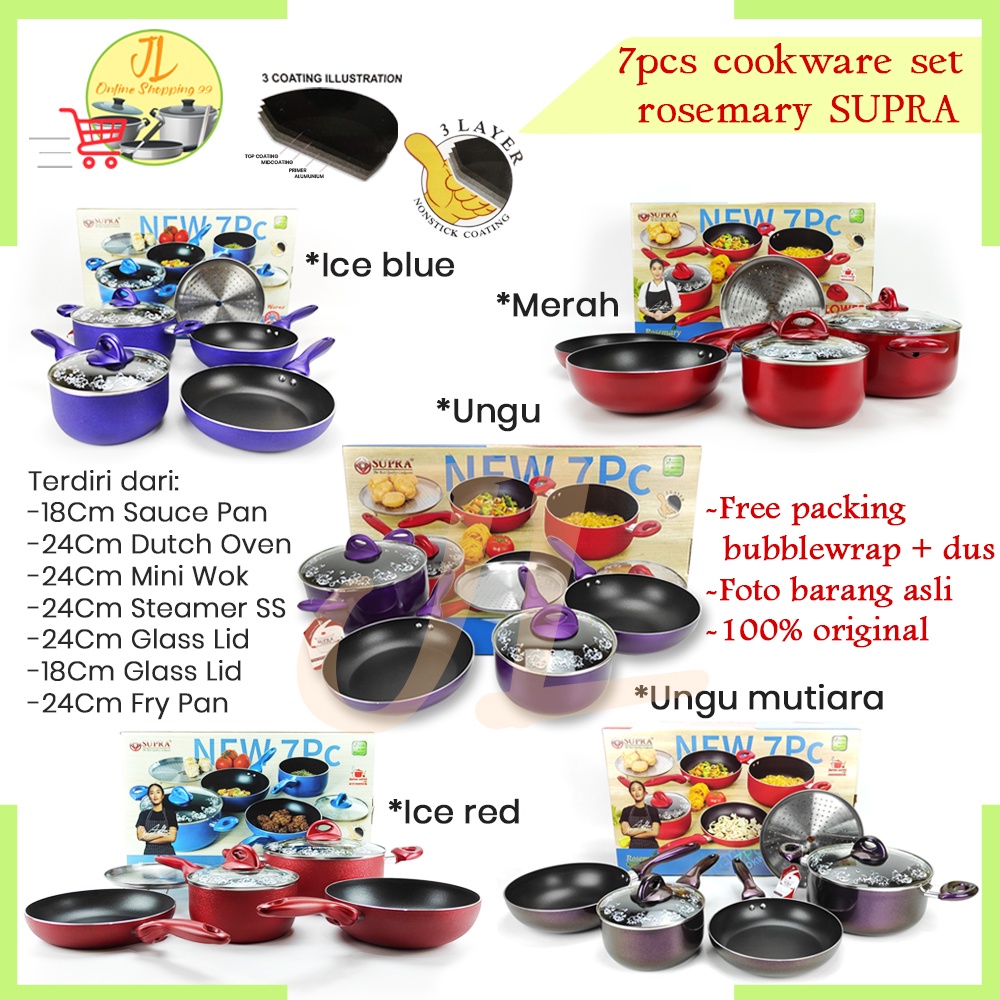 Panci set SUPRA / Wajan Penggoreng / Supra 7pcs cookware set rosemary