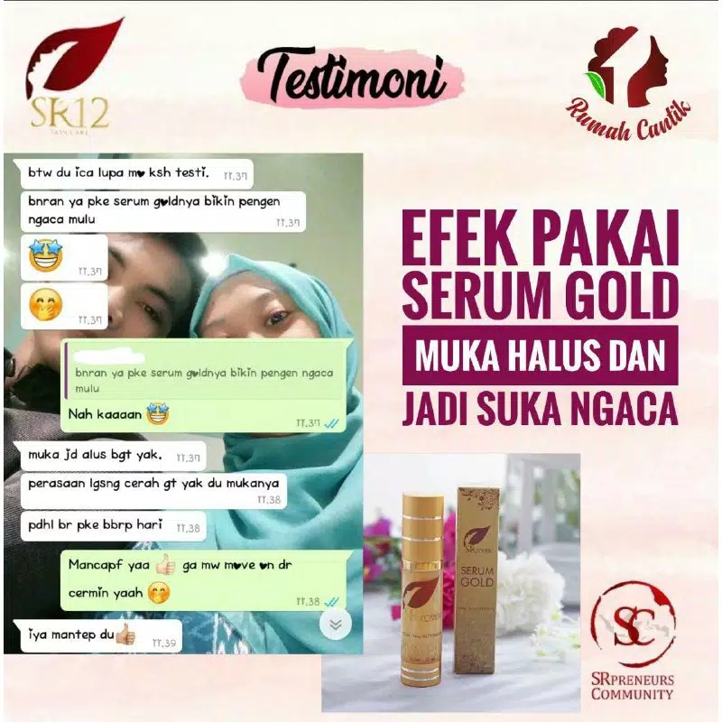 SR12 GOLD SERUM / SERUM ANTIAGING KULIT KENCANG CERAH ELASTIS KENYAL &amp; GLOWING BPOM