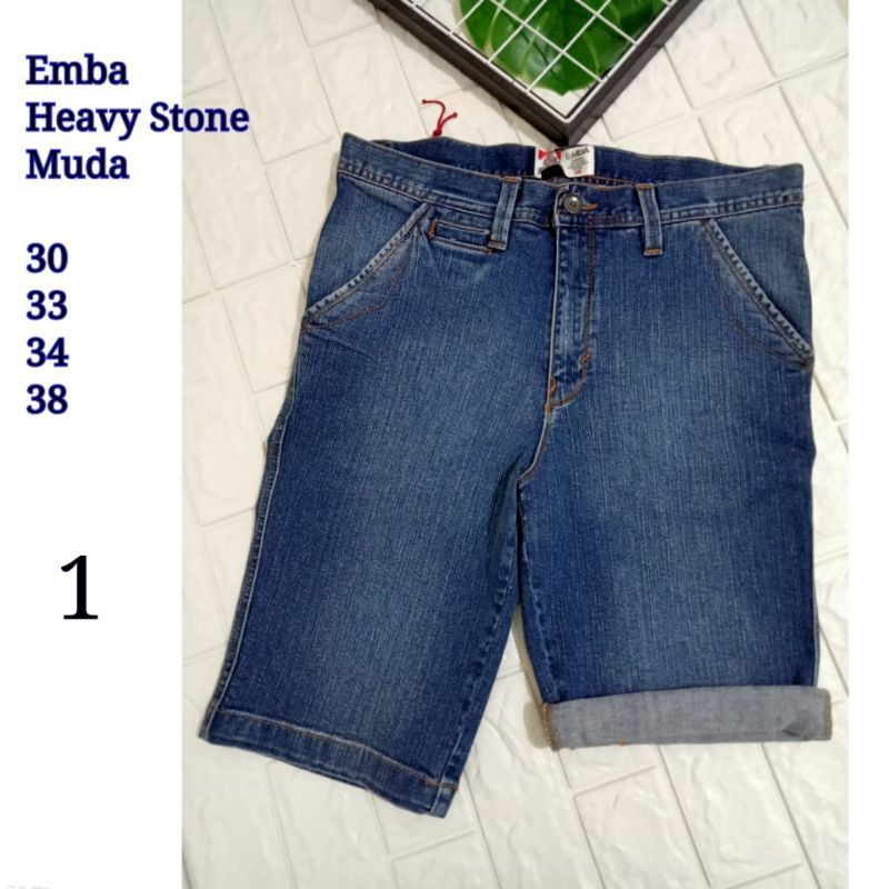 CELANA PENDEK JEANS PRIA EMBA ORIGINAL