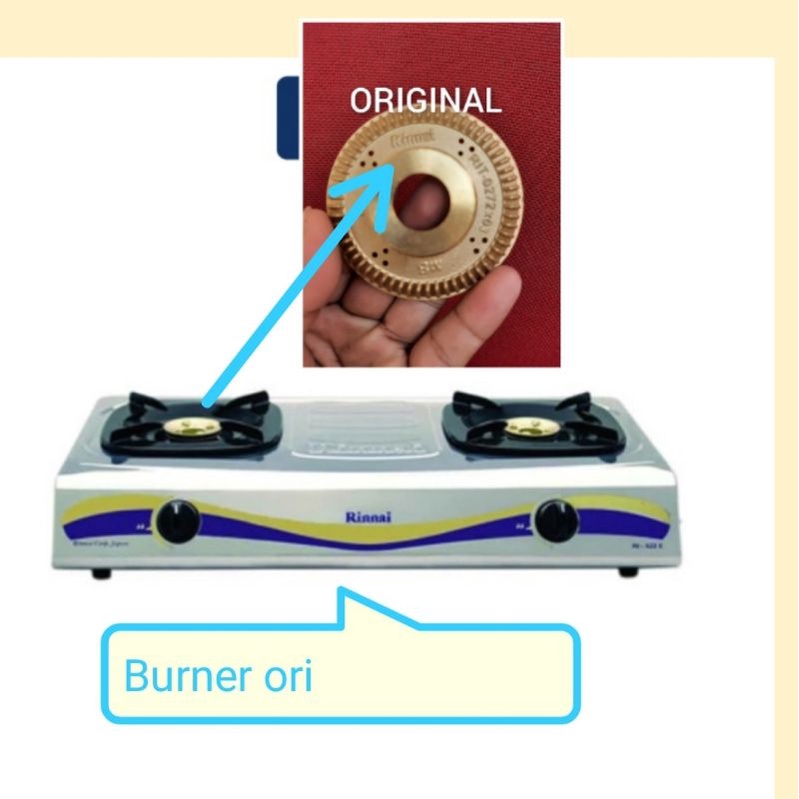 Kompor Rinnai Stenlis Ri 522E ORIGINAL - kompor Gas 2 tungku Rinnai original