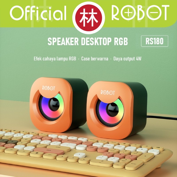 ROBOT RS180 USB Multimedia RGB Speaker Desktop PC Stereo Portable 4W